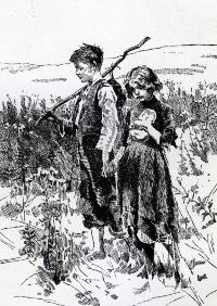 Two Destitute Children By The Side Of The Road